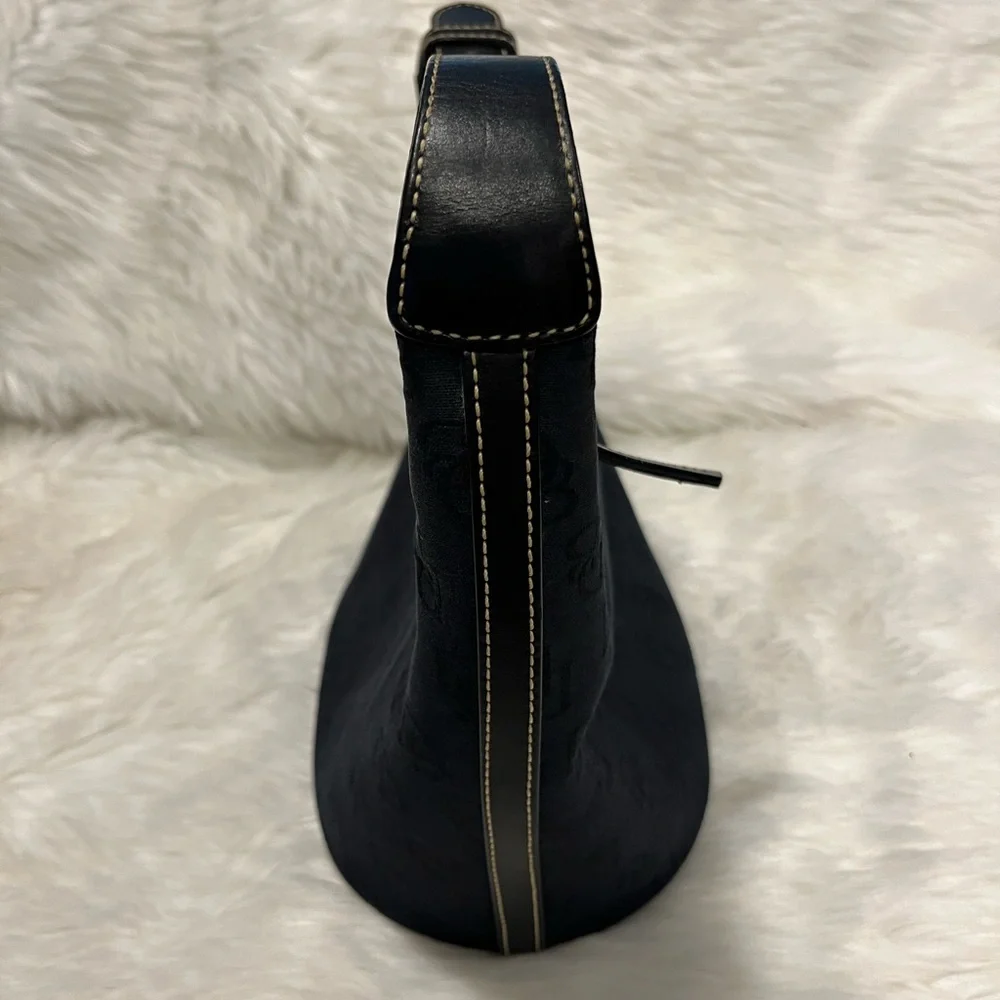 Dooney and Bourke Canvas Logo Bucket Bag Black Small Purse Women